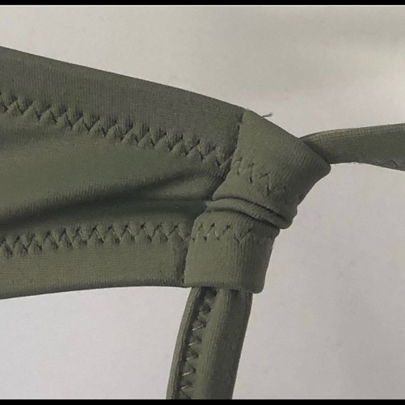 Shade & Shore Olive Green and White Crochet Trim Underwire Bikini Top size 38C - Picture 10 of 10